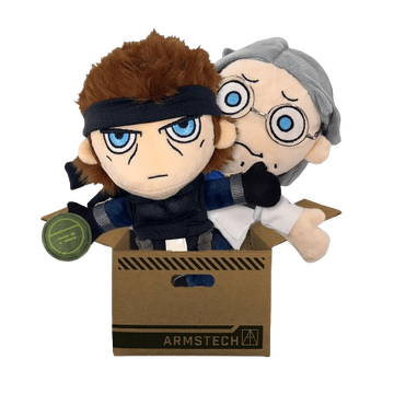 An image of the Fangamer Metal Gear Solid plushies in a box